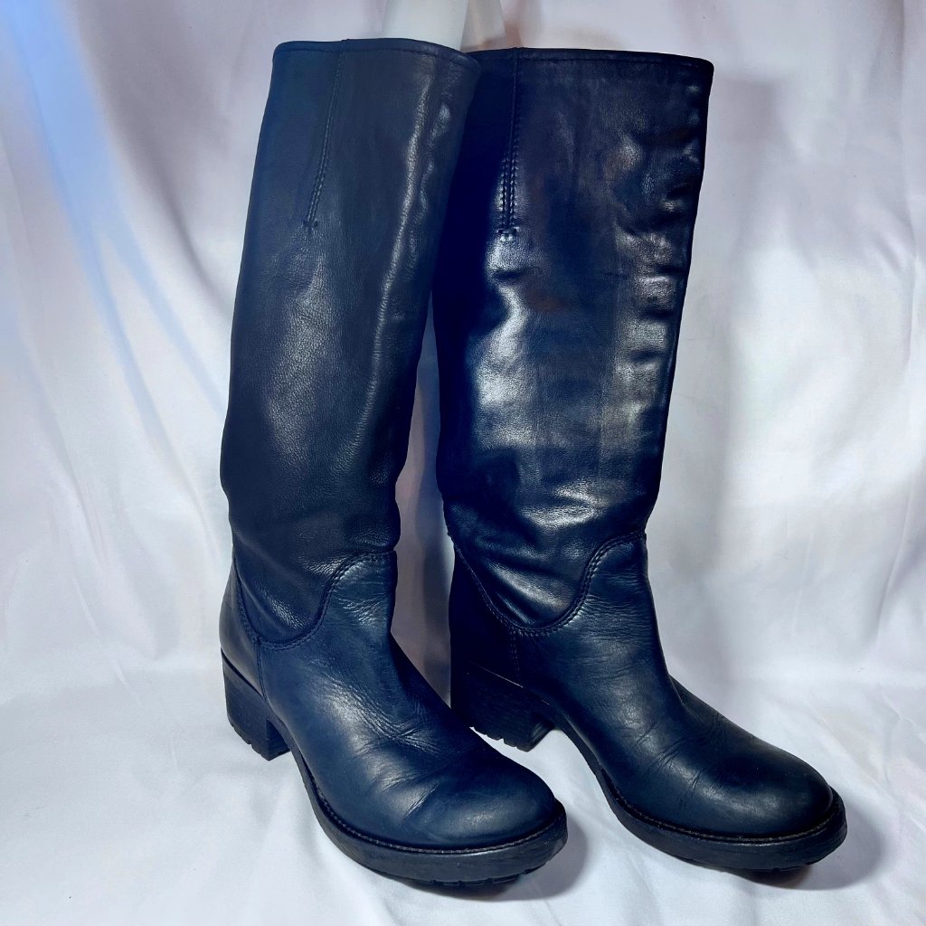 Alberto Fermani (Made In Italy)-Women's Black Leather Calf 2" Heeled Moto Boots